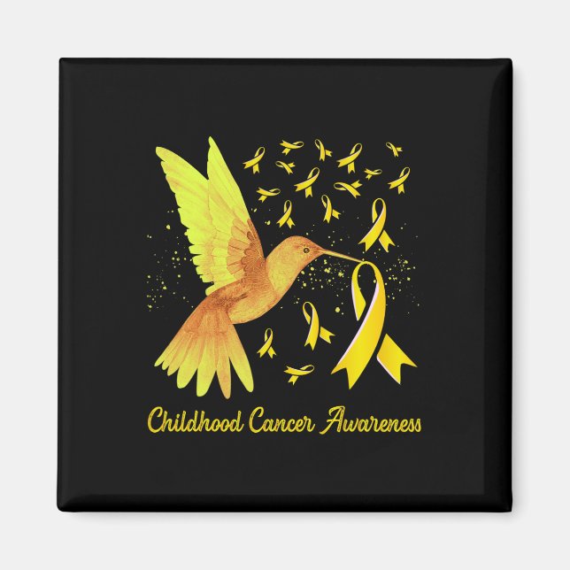 Hummingbird Yellow Gold Childhood Cancer Awareness Magnet (Vorne)