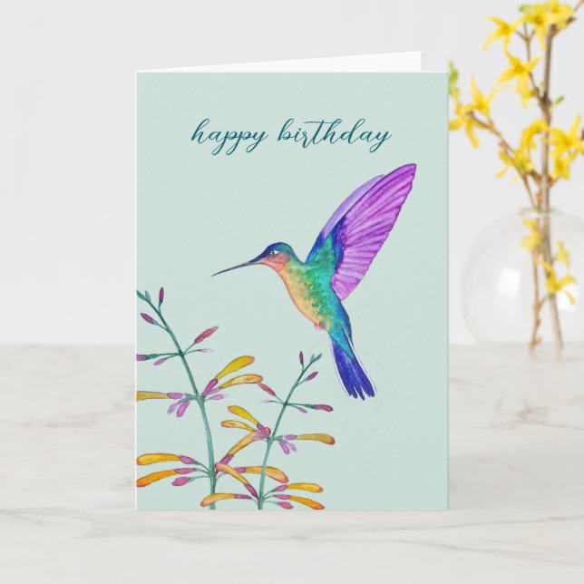 Hummingbirds and Flowers Karte (Gelbe Blume)