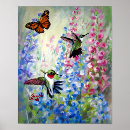 Hummingbirds and Flowers Posters & Prints Poster