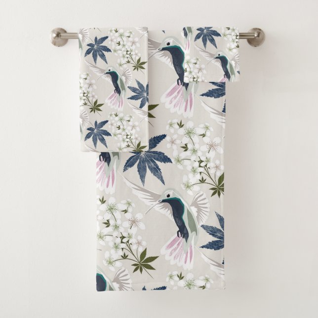 Hummingbirds and white flowers. (En situation)