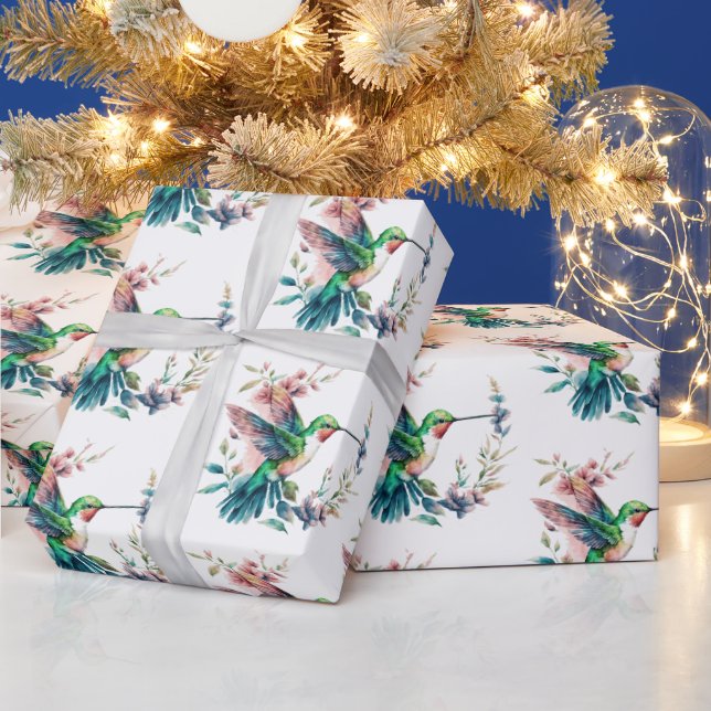 Hummingbirds Blume Muster Geschenkpapier (Feiertage)