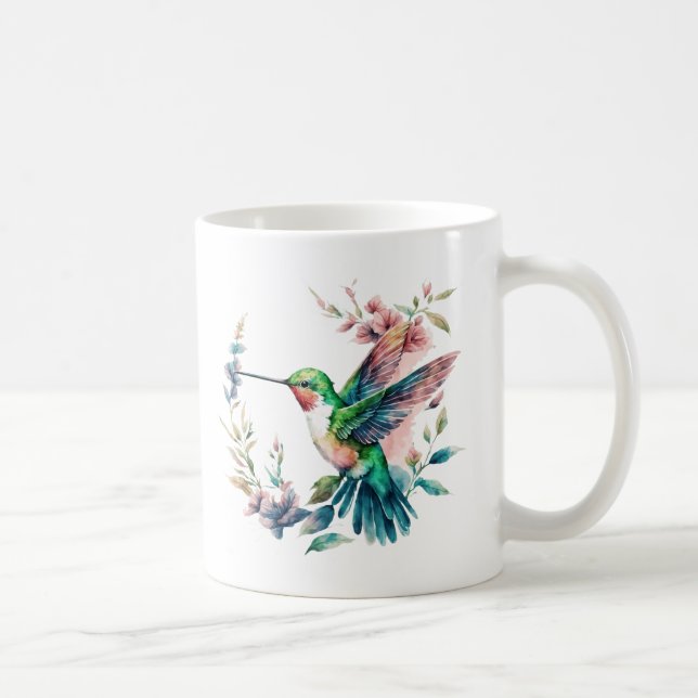 Hummingbirds Blume Muster Kaffeetasse (Rechts)