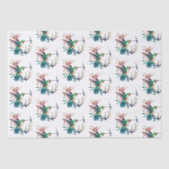 Hummingbirds Blume Muster Seidenpapier (Vorderseite)