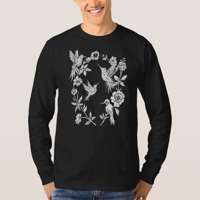 Hummingbirds & Blume Wilde Natur Magische Hexe T-Shirt (Vorderseite)