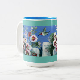 HUMMINGBIRDS-BLUME ZEIGEN ZWEI-TONKAFFEE-TASSE ZWEIFARBIGE TASSE
