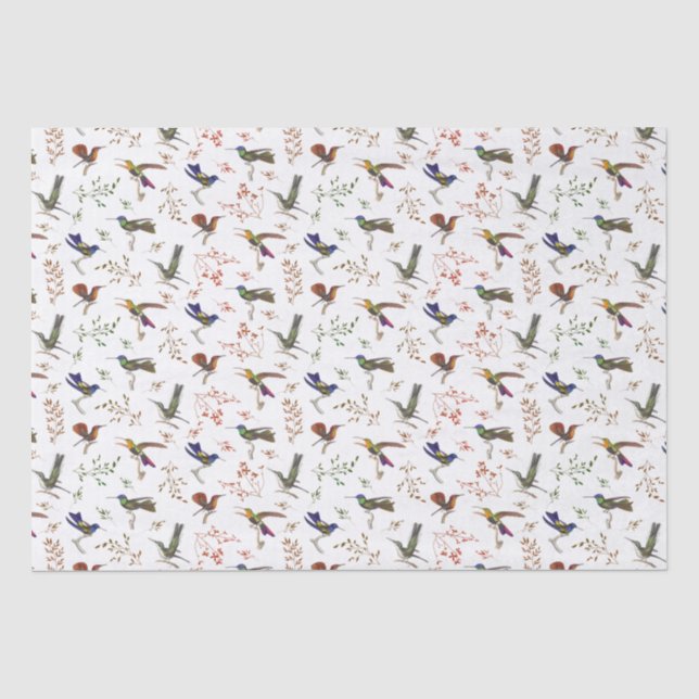 Hummingbirds Blumenfarbener Vogelbeobachter Wrappi Seidenpapier (Vorderseite)
