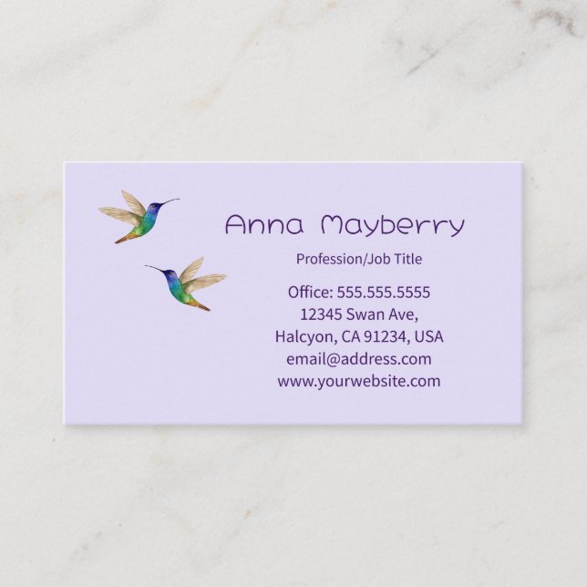 Hummingbirds Business Card Visitenkarte (Vorderseite)