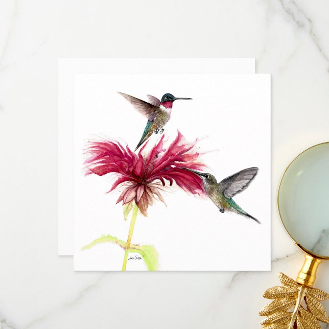 Hummingbirds Floral Watercolor Dankeskarte (Hummingbirds Floral Watercolor Thank You Card by Jenn Steffen Art)