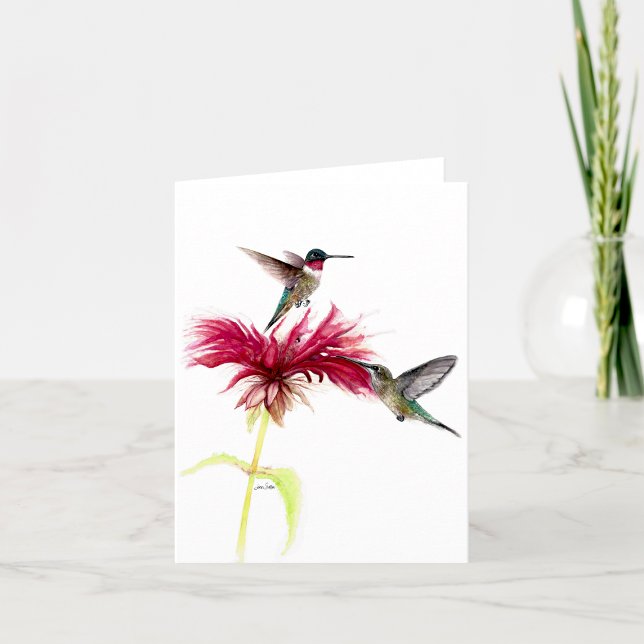 Hummingbirds Floral Watercolor Hinweis Dankeskarte (Hummingbirds Floral Watercolor Note Thank You Card by Jenn Steffen Art)