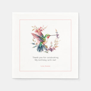 Hummingbirds Floral Wreath Bithday Party Serviette