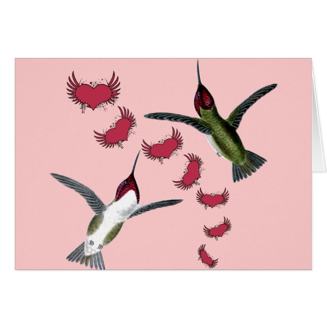 Hummingbirds Grunge Herz mit Flügeln (Vorderseite (Horizontal))