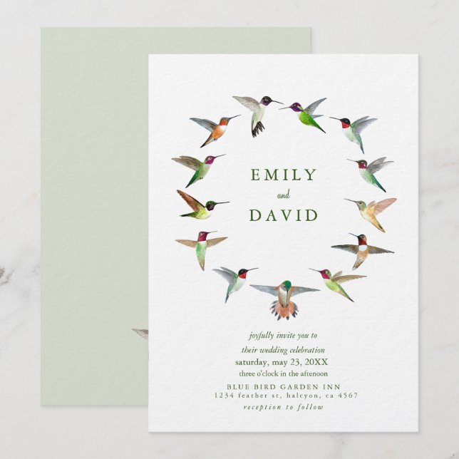 Hummingbirds Hochzeit Einladung (Vorne/Hinten)