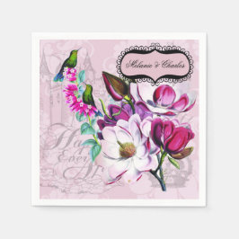 Hummingbirds Magnolias Hochzeitspapier Napkins Serviette