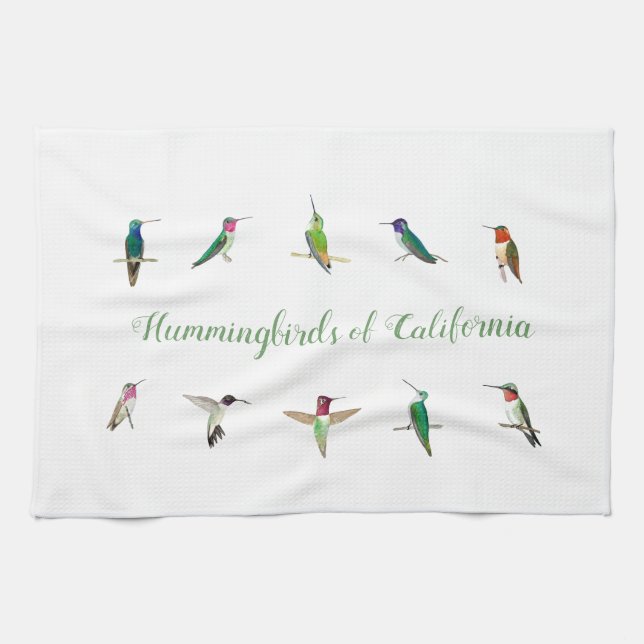 Hummingbirds of California Kitchen Towel Geschirrtuch (Horizontal)