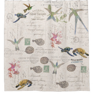 Hummingbirds Sea Turtles Blowfish Ephemere Duschvorhang