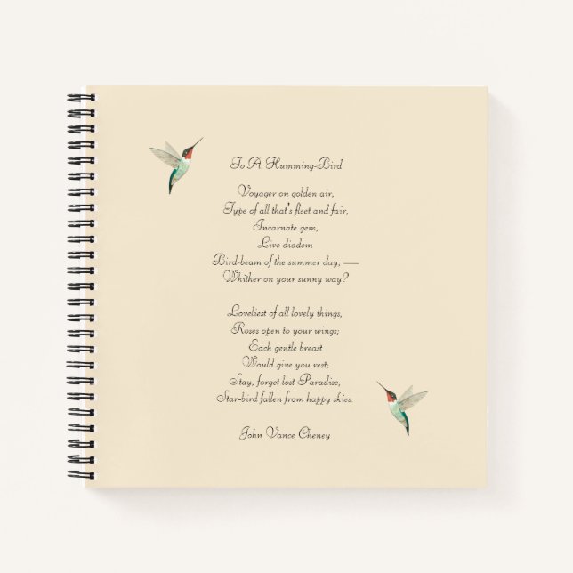 Hummingbirds und John Vance Cheney Quote Notizbuch (Vorderseite)