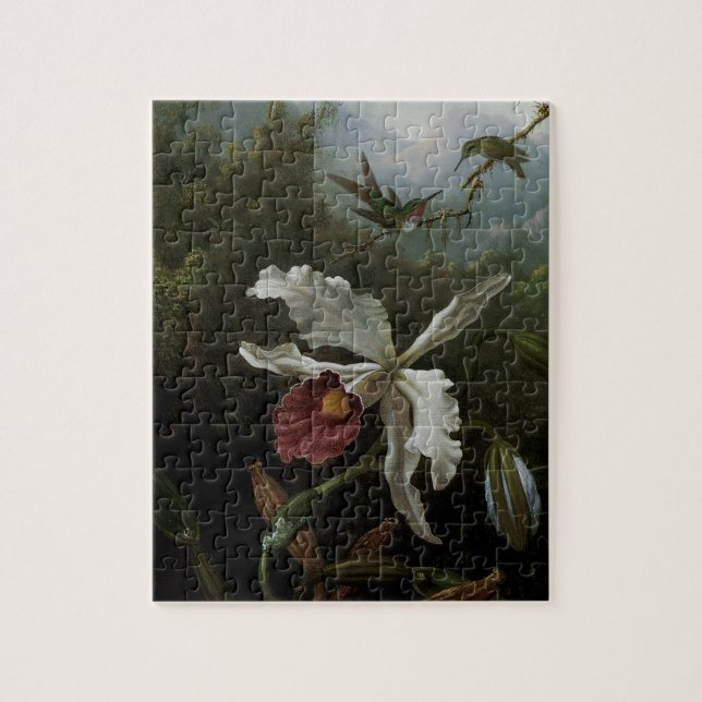 Hummingbirds und White Orchid von Martin J. Heade (Vertikal)