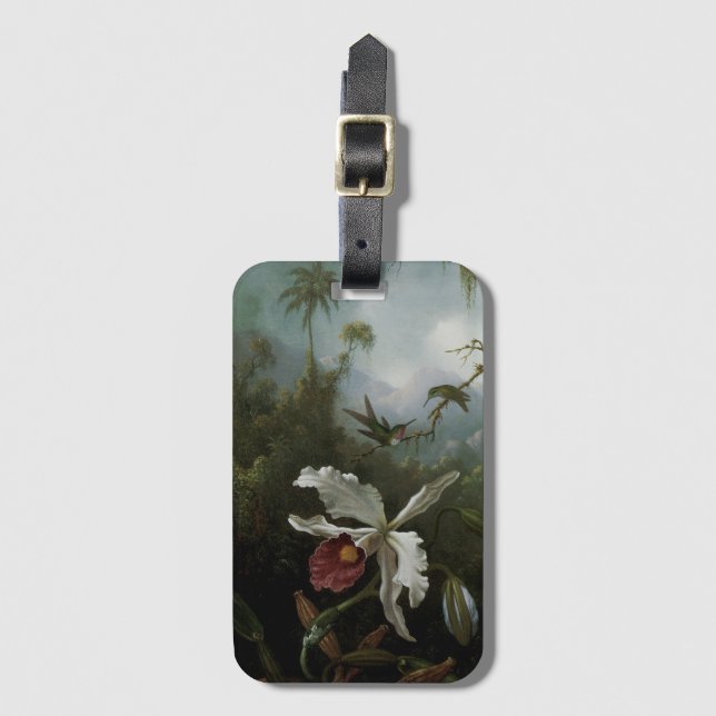 Hummingbirds und White Orchid von Martin J. Heade Gepäckanhänger (Vorderseite Vertikal)