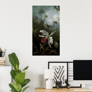 Hummingbirds und White Orchid von Martin J. Heade Poster