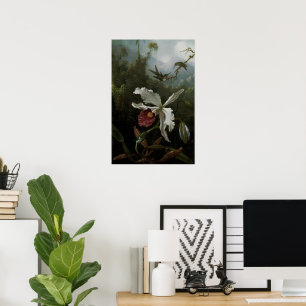 Hummingbirds und White Orchid von Martin J. Heade Poster