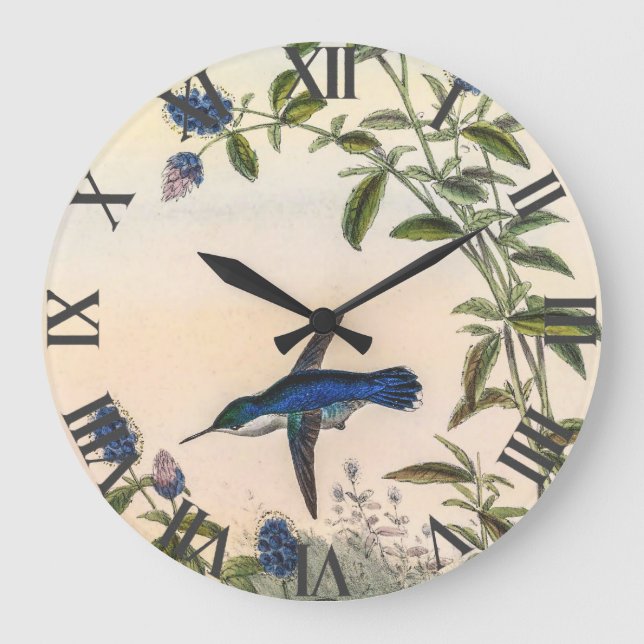 Hummingbirds von John Gould Große Wanduhr (Vorderseite)
