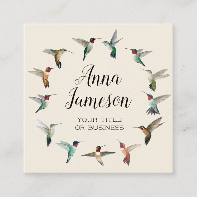 Hummingbirds Wath Square Business Card Quadratische Visitenkarte (Vorderseite)