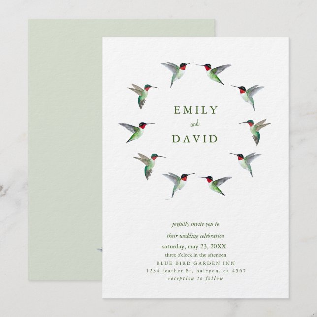 Hummingbirds Wedding Invitation Einladung (Vorne/Hinten)