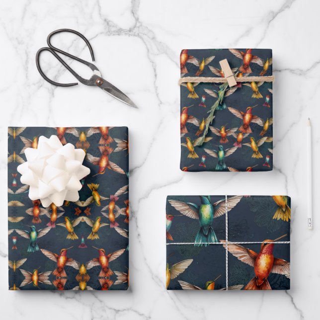 Hummingvögel aller Farben Geschenkpapier Set (Vorderseite)