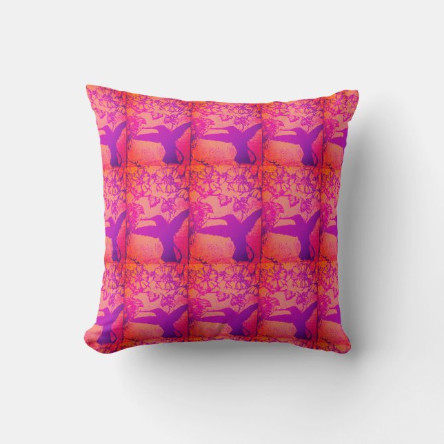 Hummingvögel auf dem Lavendel Pillow Kissen (Vorderseite)