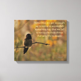 Hummingvogel auf dem Zweig warme gelbe grüne Farbe Leinwanddruck