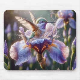 Hummingvogel baden in einem Iris-Blossom Mousepad
