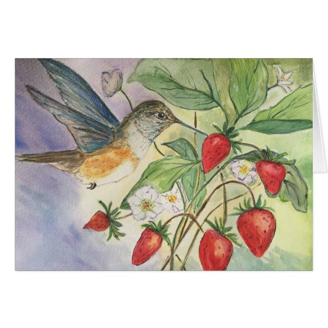 Hummingvogel bei den Erdbeeren (Vorderseite (Horizontal))