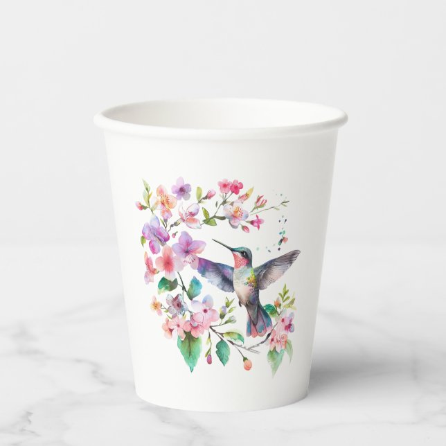 Hummingvögel Blumenkraut Pappbecher (Vorderseite)