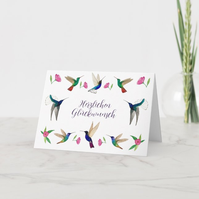 Hummingvögel Herzlichen Glückwunsch Karte (Vorderseite)