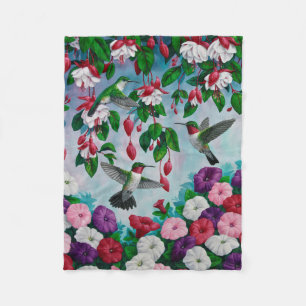 Hummingvögel im Blumengarten von Fuchsia Fleecedecke