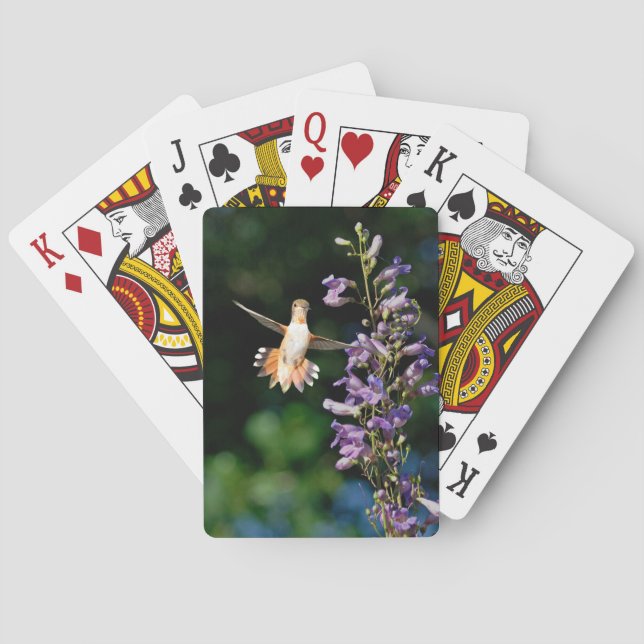 Hummingvogel im Flug mit Blume, die Karten spielen Spielkarten (Rückseite)