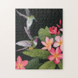 Hummingvögel in der Plumeria<br><div class="desc">In der Plumeria I von Grace Popp. Zwei Kolibris flattern um tropisch-rosa Blume. | 140388GG</div>