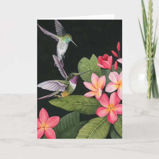 Hummingvögel in der Plumeria Karte (Vorderseite)