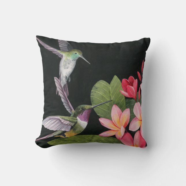 Hummingvögel in der Plumeria Kissen (Vorderseite)