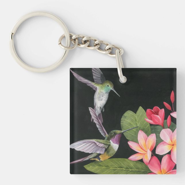 Hummingvögel in der Plumeria Schlüsselanhänger (Vorderseite)