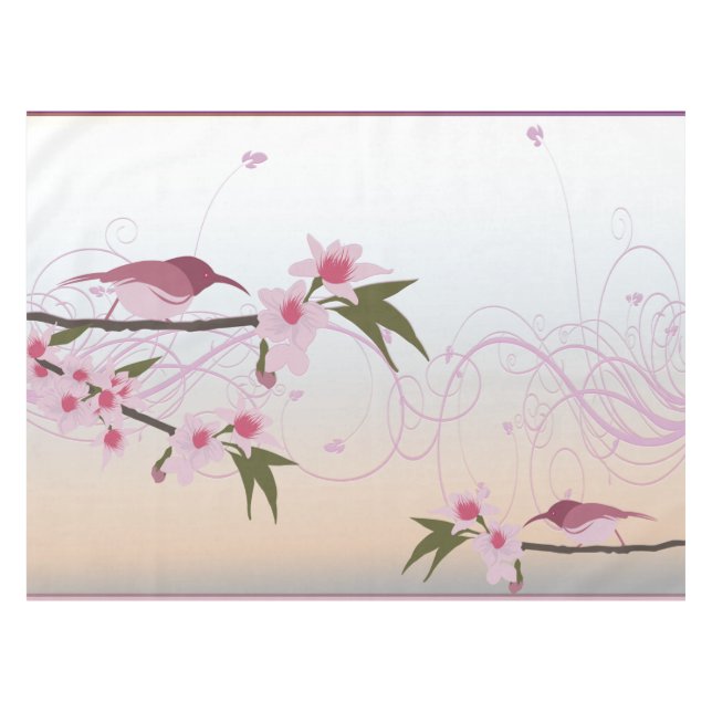 HummingVögel mit Dogwoods Tischdecke (Vorderseite (Horizontal))