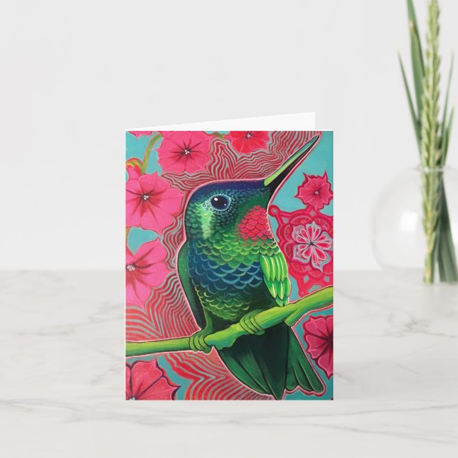 Hummingvogel mit Petunias Karte (Vorderseite)