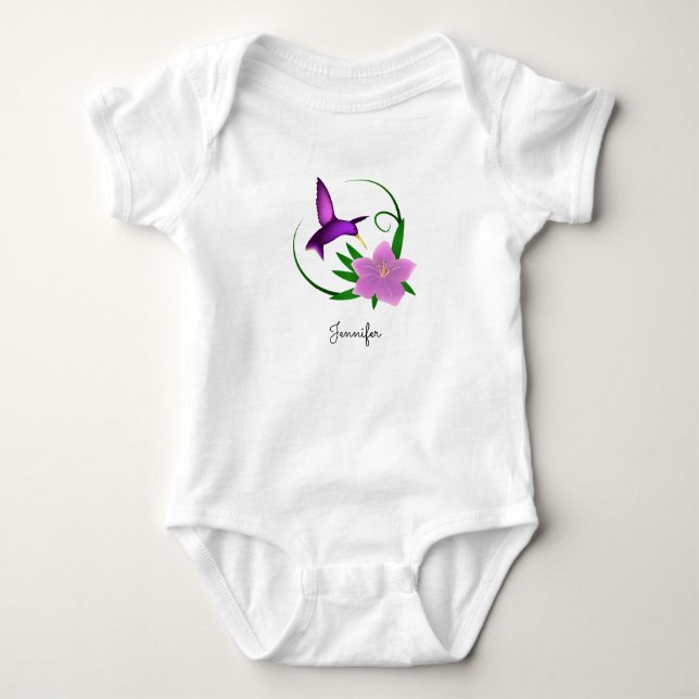 Hummingvogel mit rosa Blume Baby Girl Shirt (Vorderseite)