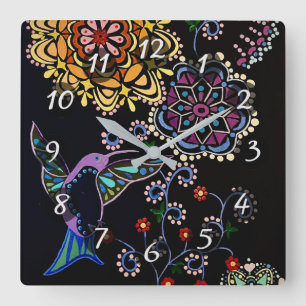 Hummingvogel Quadratische Wanduhr