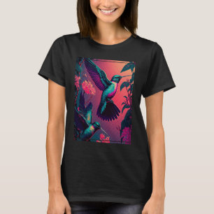 Hummingvögel Tropische Vögel im Flug Vaporwave Fu T-Shirt