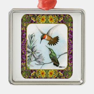 Hummingvögel und Blume #2 Ornament Aus Metall