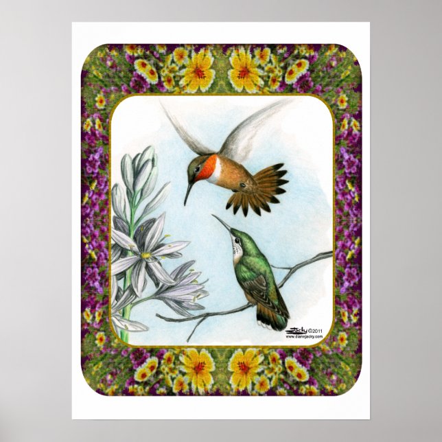 Hummingvögel und Blume #2 Poster (Vorne)