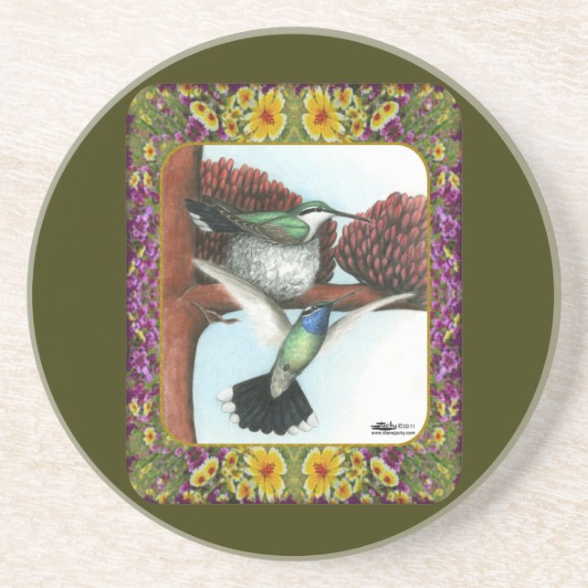 Hummingvögel und Blume #3 Getränkeuntersetzer (Vorne)