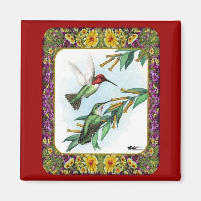 Hummingvögel und Blume #4 Magnet (Vorne)