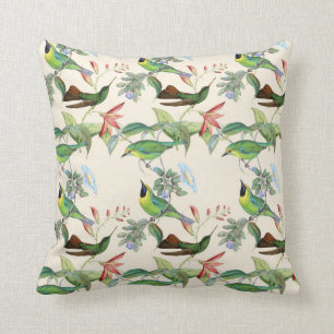 Hummingvögel und Blume auf leichter Creme Kissen